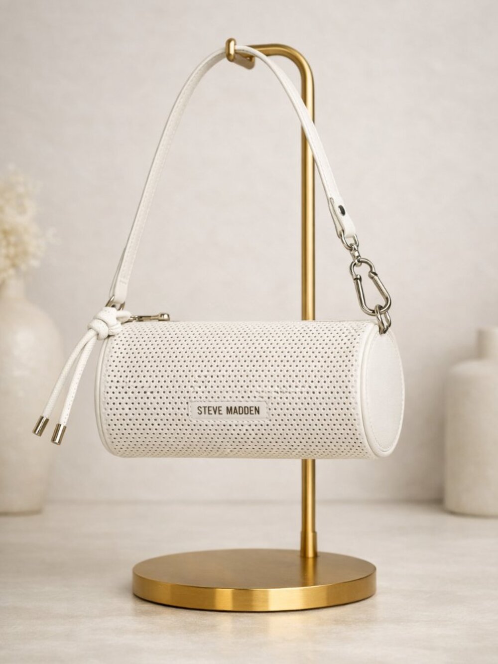 PRIYA Perforated Bag – White by Steve Madden.